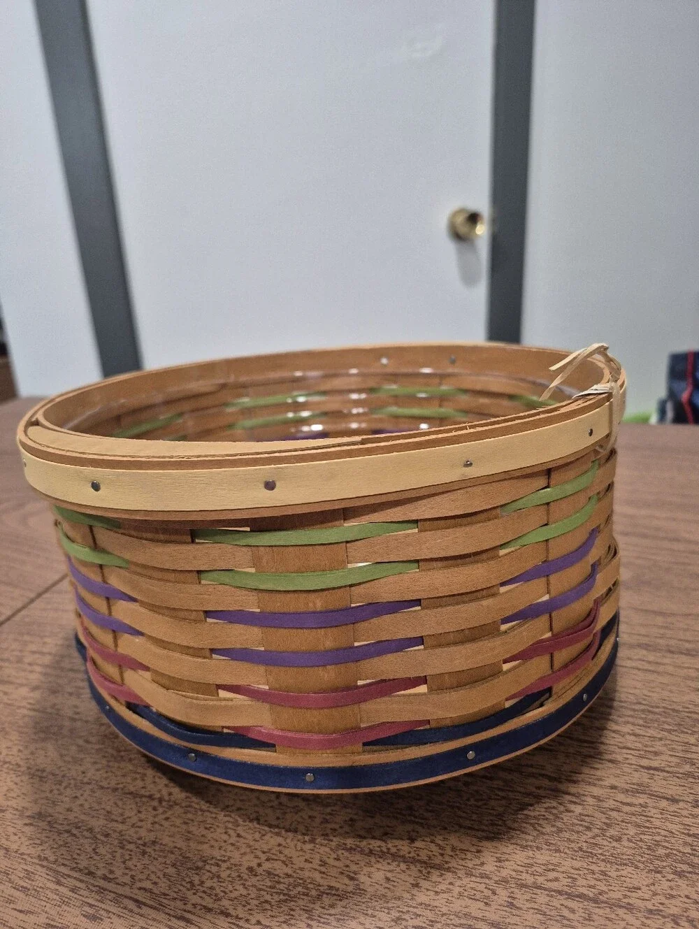 RARE! NWT Longaberger Round Simply Summer Basket With Multi Color Weaving